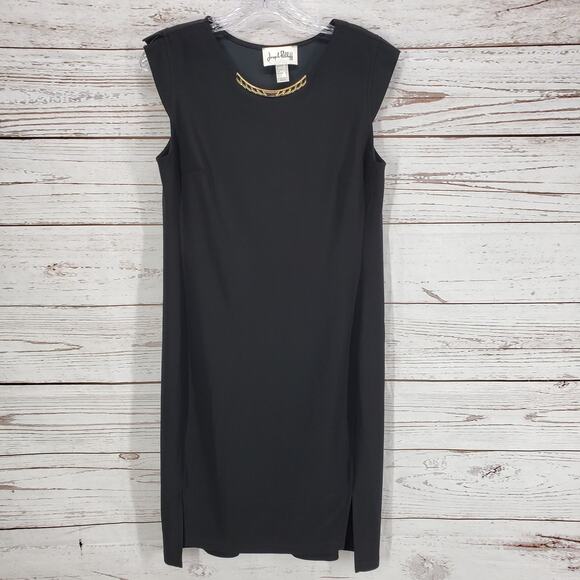 Joseph Ribkoff Women's Black Jeweled Double Front Slit Sheath Dress Size 12 - Picture 1 of 12